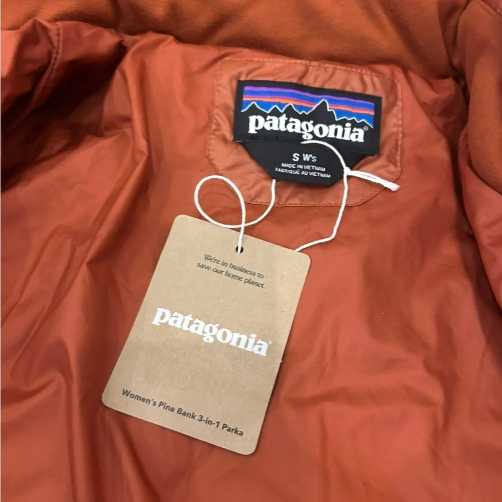 NWT PATAGONIA Women's Pine Bank 3-in-1 Parka Coat Burnshed Red long winter warm - Picture 5 of 8
